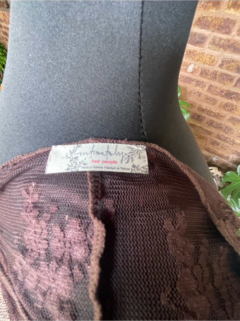 Free People Brown Floral Lace Mock-Neck Long Sleeve Top - Picture 7 of 8